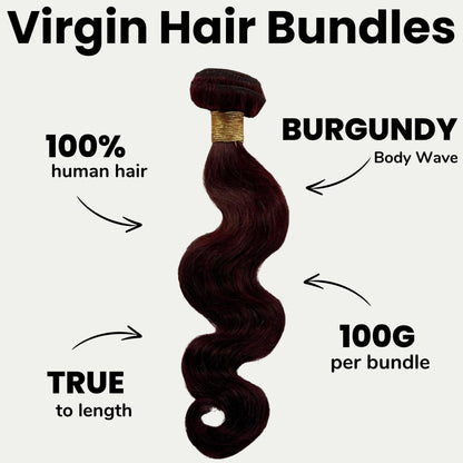 Burgundy Body Wave 100% Human Hair Bundles